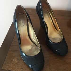 Coach black wedges